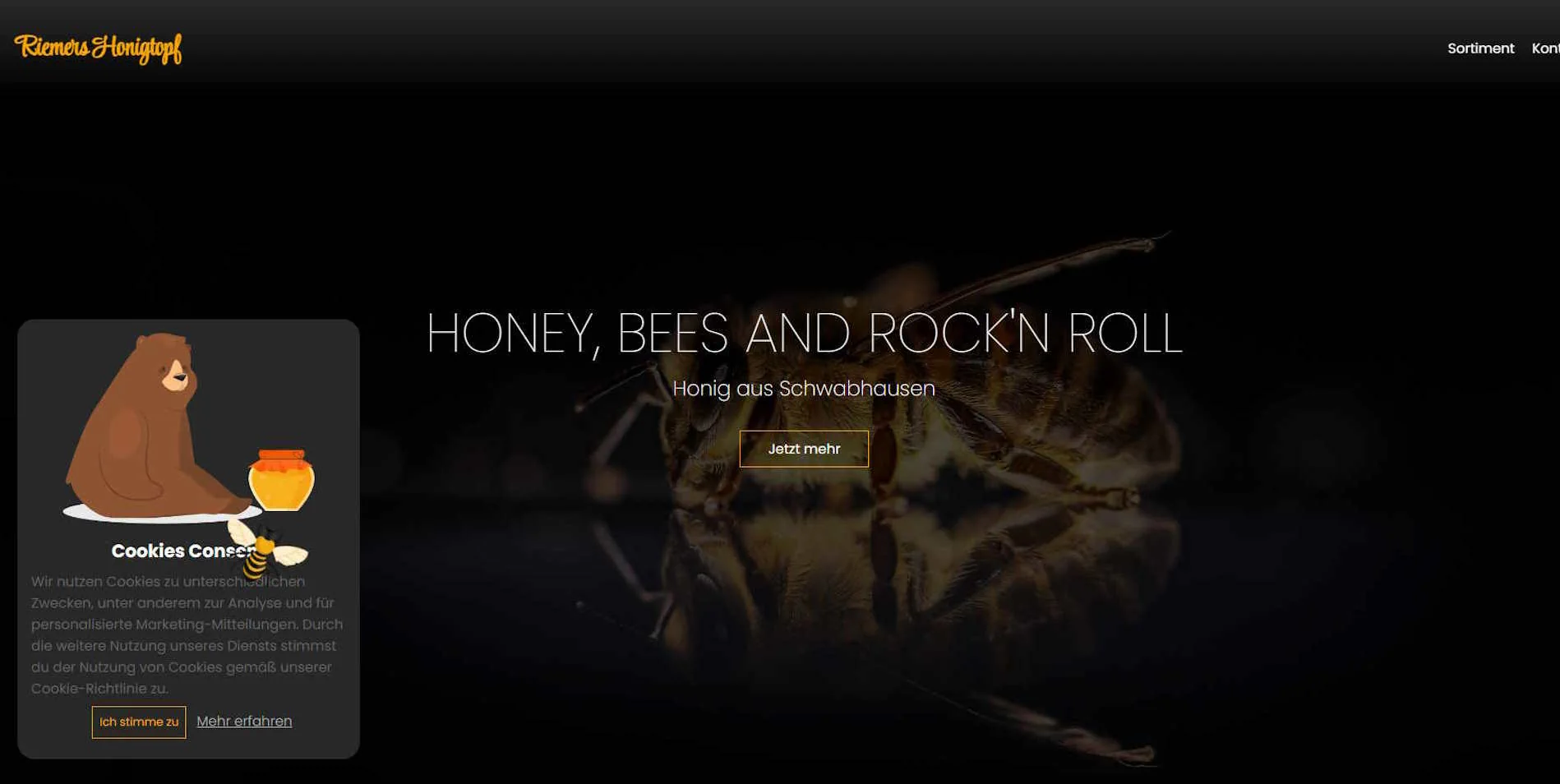 Riemers Honigtopf Webseite Screenshot